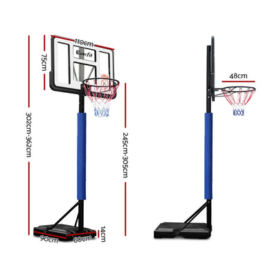 Everfit 3.05M Basketball Hoop Stand System Adjustable Height Portable Pro Blue