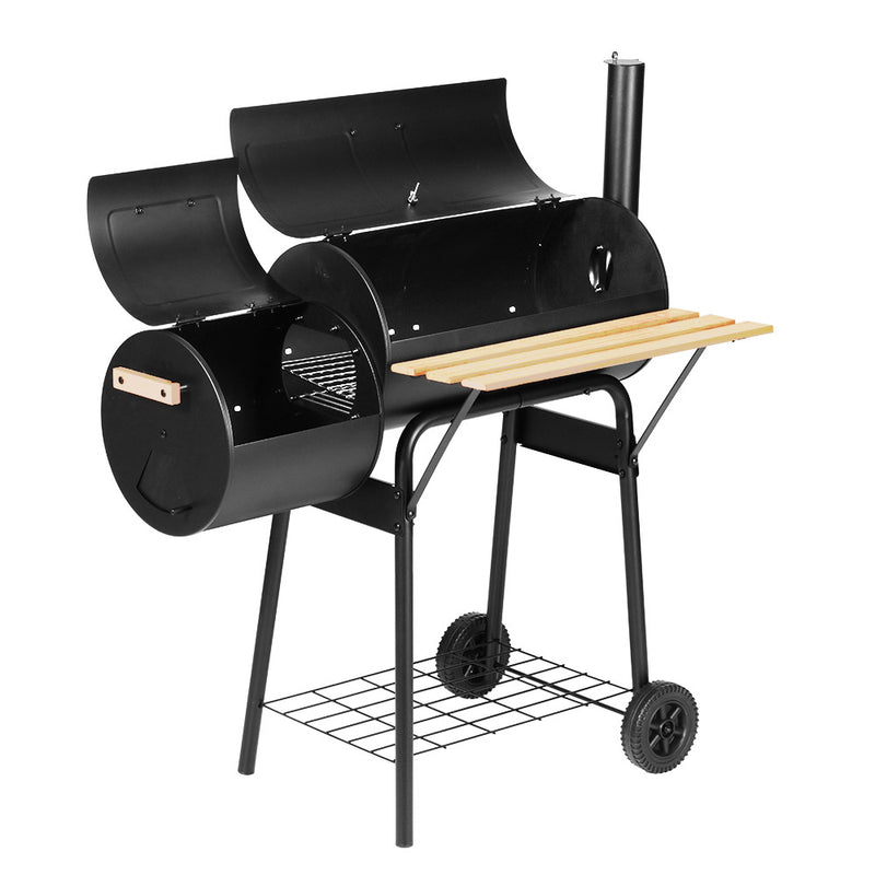 Grillz 2-in-1 Offset BBQ Smoker - Black