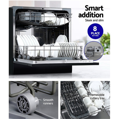 Devanti 8 Place Settings Benchtop Dishwasher Black