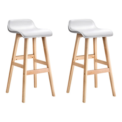 Artiss Set of 2 PU Leather Wood Wave Style Bar Stool - White