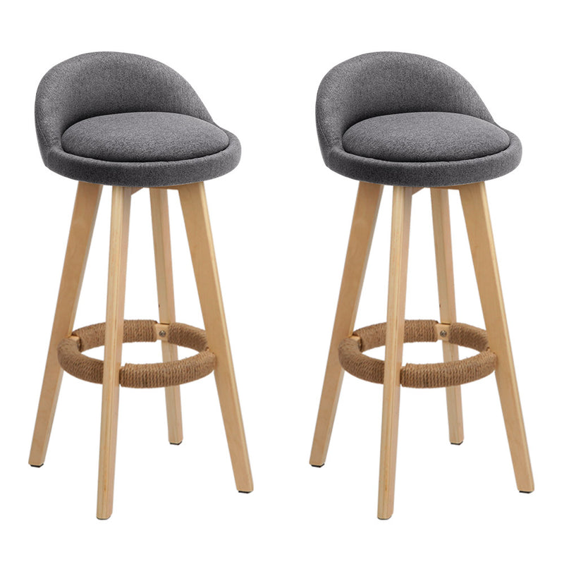 Artiss Set of 2 Fabric Backrest Bar Stools - Grey