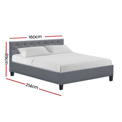 Artiss Bed Frame Queen Size Grey VANKE