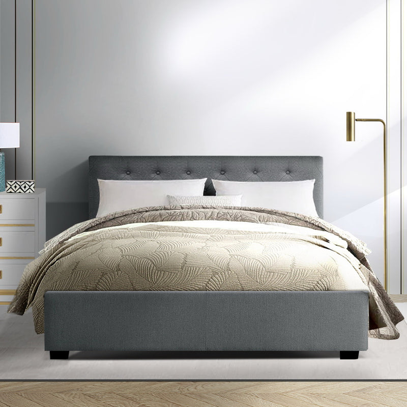 Artiss Bed Frame Double Size Gas Lift Grey VILA