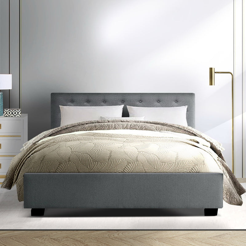 Artiss Bed Frame Queen Size Gas Lift Grey VILA