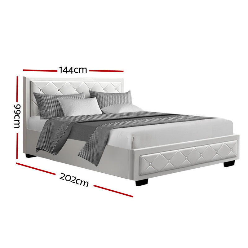 Artiss Bed Frame Double Size Gas Lift White TIYO