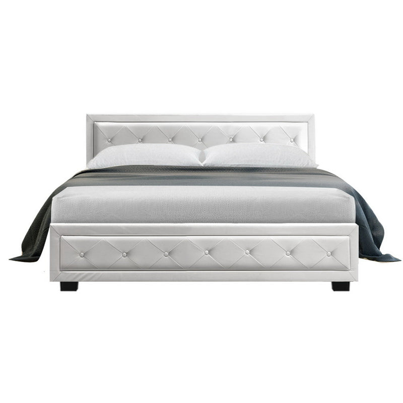 Artiss Bed Frame Double Size Gas Lift White TIYO