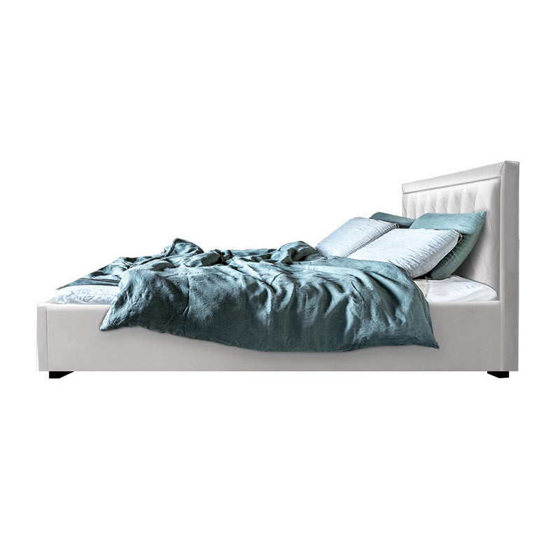 Artiss Bed Frame Double Size Gas Lift White TIYO