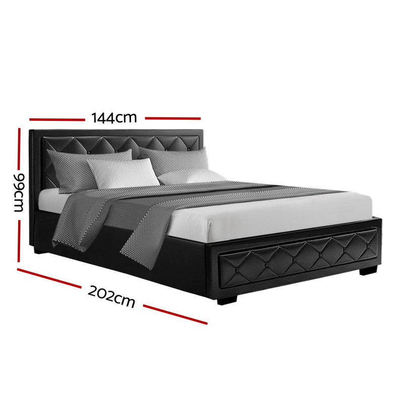 Artiss Bed Frame Double Size Gas Lift Black TIYO