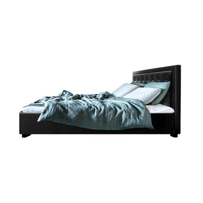 Artiss Bed Frame Double Size Gas Lift Black TIYO