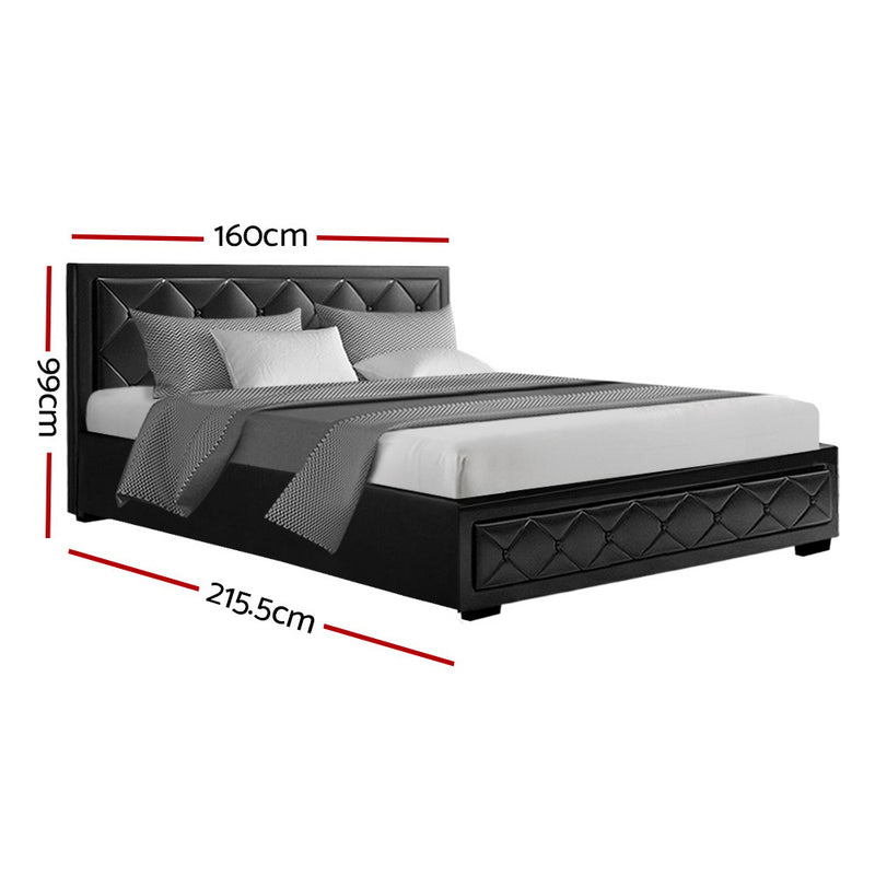 Artiss Bed Frame Queen Size Gas Lift Black TIYO