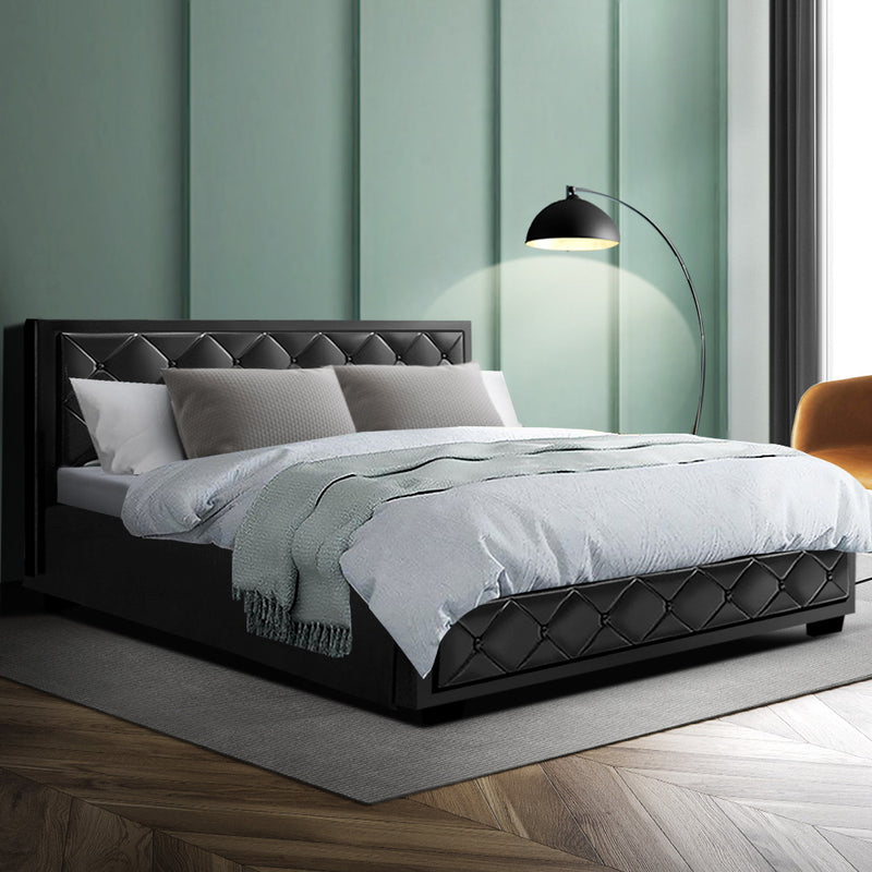 Artiss Bed Frame Queen Size Gas Lift Black TIYO