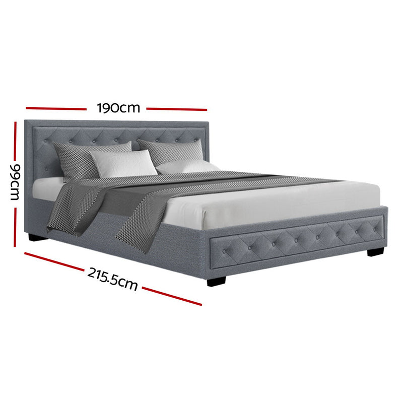 Artiss Bed Frame King Size Gas Lift Grey TIYO