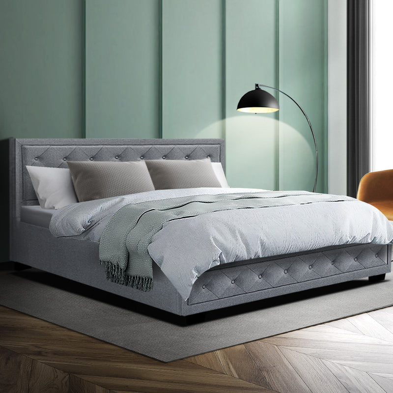 Artiss Bed Frame King Size Gas Lift Grey TIYO