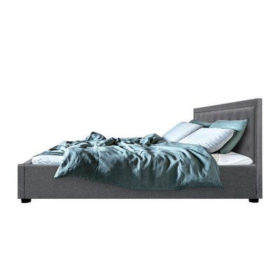 Artiss Bed Frame Queen Size Gas Lift Grey TIYO