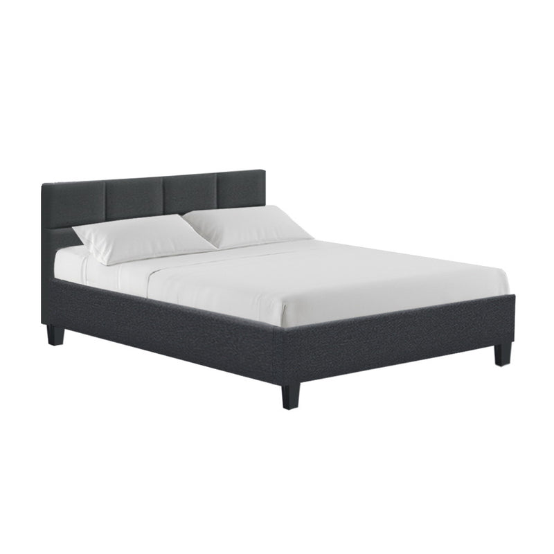 Artiss Tino Bed Frame Double Size Charcoal Fabric