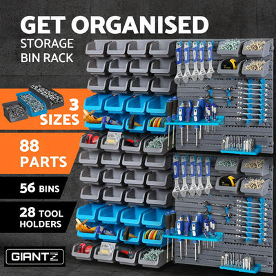 Giantz 88 Storage Bin Rack Wall Mounted