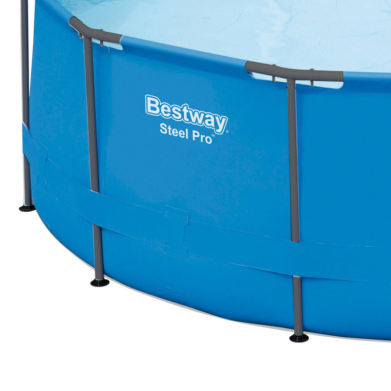 Bestway Swimming Pool 366x100cm Steel Frame Round Above Ground Pools w/ Filter Pump 9150L