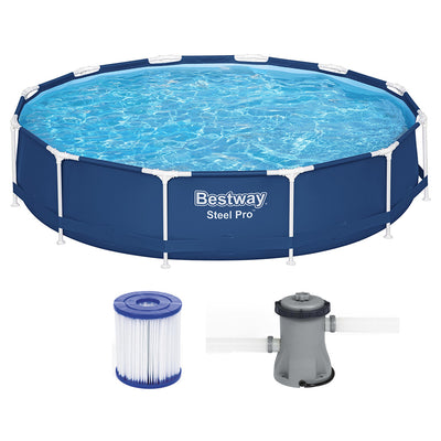 Bestway Swimming Pool Above Ground Pools Filter Pump 3.66M Power Steel Frame