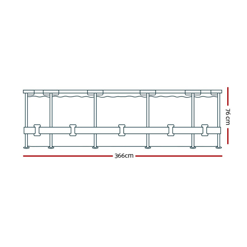 Bestway Swimming Pool 366x76cm Steel Frame Round Above Ground Pools w/ Filter Pump 6473L