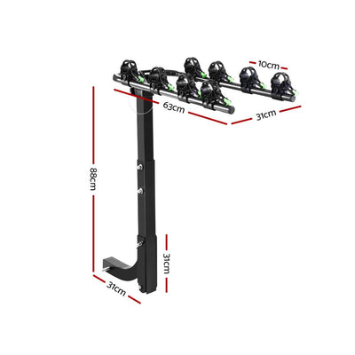 Giantz 4 Bicycle Carrier Bike Rack Car Rear Hitch Mount 2" Towbar Foldable,Giantz 4 Bicycle Carrier Bike Rack Car Rear Hitch Mount 2" Towbar Foldable