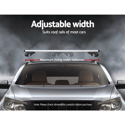 Universal Car Roof Racks Pod Aluminium Cross Bars Adjustable 108cm Silver