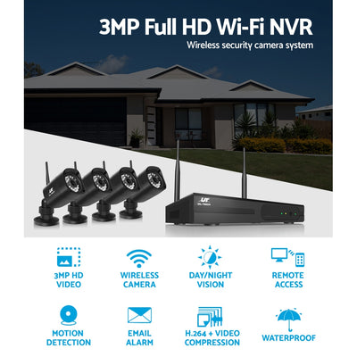 UL-TECH 3MP 8CH NVR Wireless 4 Security Cameras Set