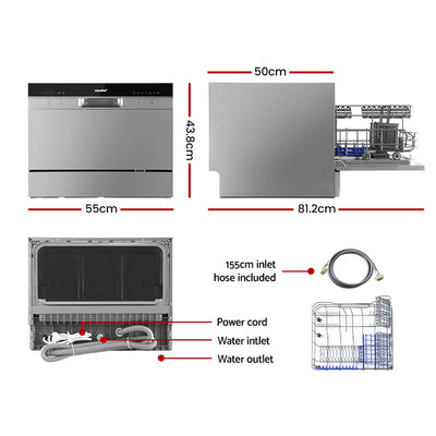 Comfee Benchtop Dishwasher 6 Place Setting Countertop Dishwasher Freestanding