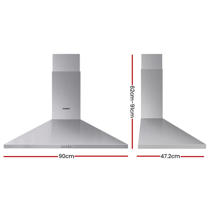 Comfee Rangehood 900mm Range Hood Stainless Steel Home Kitchen Canopy Vent 90cm