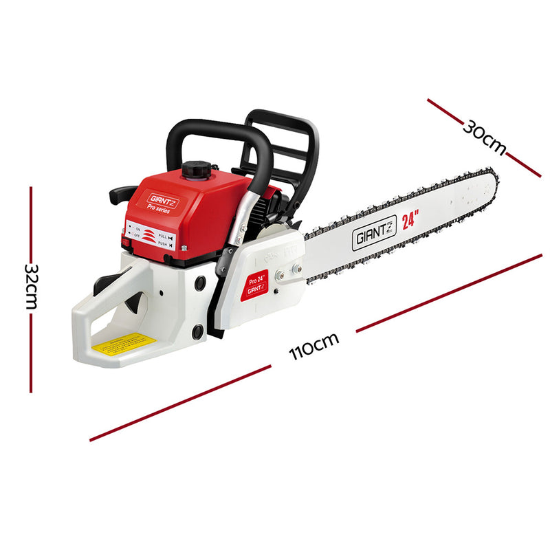 Giantz 88CC Commercial Petrol Chainsaw - Red & White