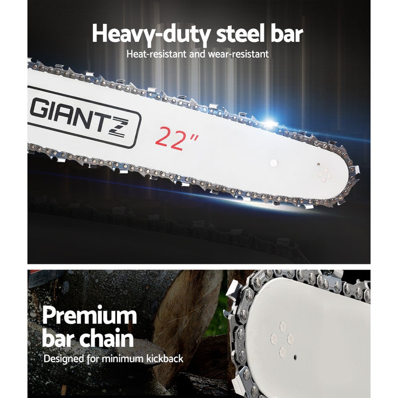 GIANTZ 58cc Commercial Petrol Chainsaw 22 Bar E-Start Chains Saw Tree Pruning