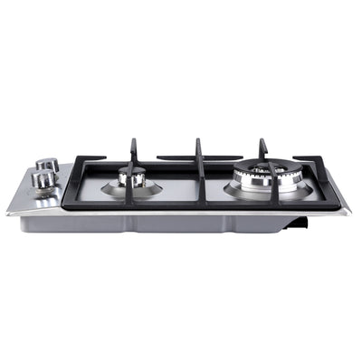 Devanti Gas Cooktop 30cm 2 Burner Silvir