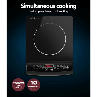 Devanti Electric Induction Cooktop Portable Ceramic Glass