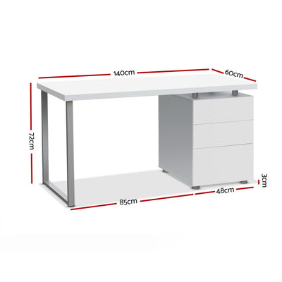 Artiss Computer Desk Drawer White 140CM