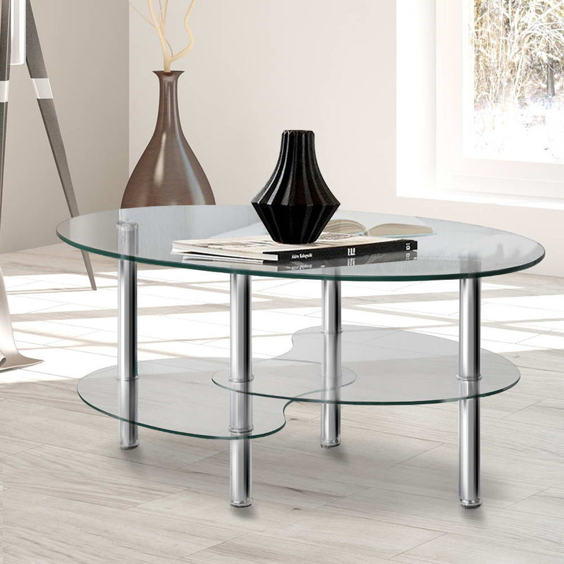 Artiss 3 Tier Coffee Table - Glass