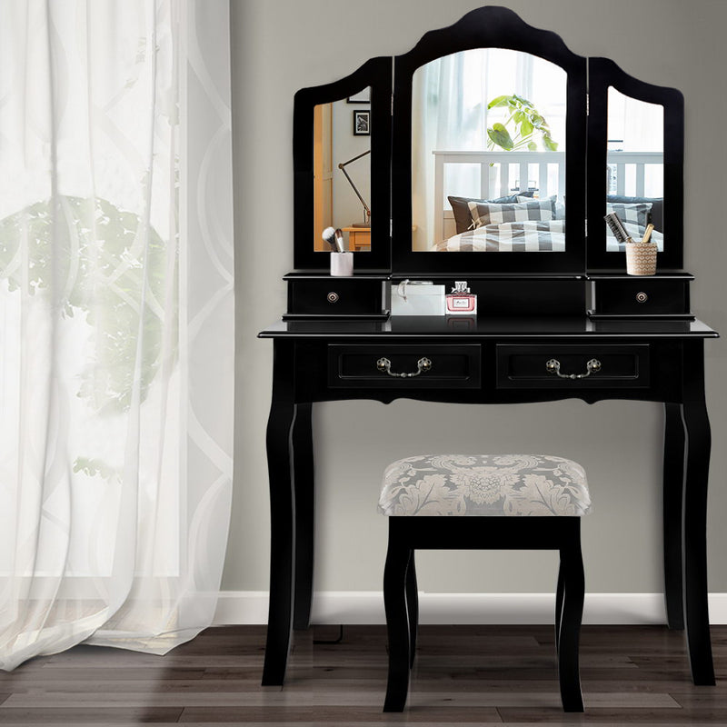 Artiss Dressing Table with Mirror - Black