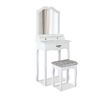 Artiss Dressing Table Stool Mirror Drawer Makeup Jewellery Cabinet White Desk