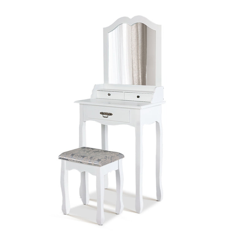 Artiss Dressing Table Stool Mirror Drawer Makeup Jewellery Cabinet White Desk