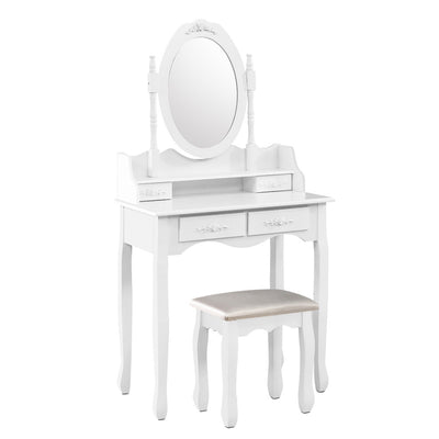 Artiss 4 Drawer Dressing Table with Mirror - White