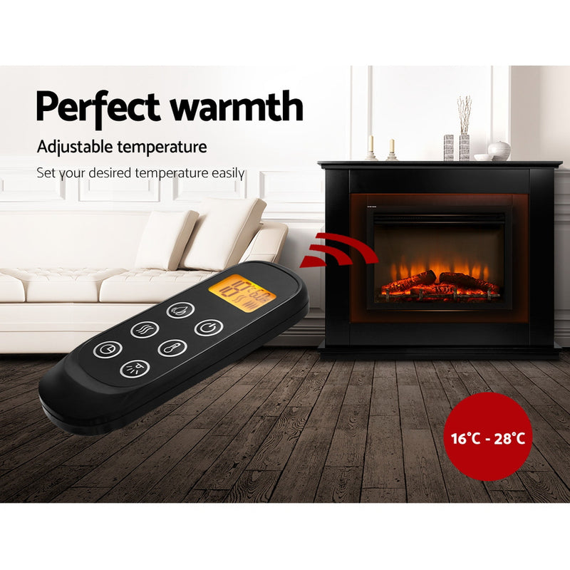 Devanti Electric Fireplace Fire Heater 2000W Black