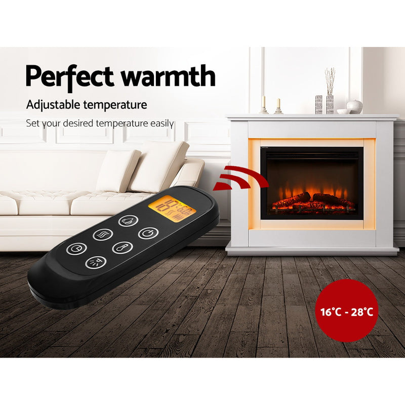 Devanti Electric Fireplace Fire Heater 2000W White