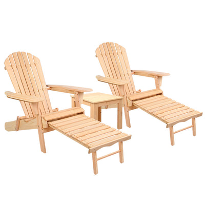 Gardeon 3 Piece Outdoor Beach Chair and Table Set 