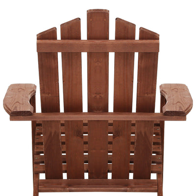 Gardeon Adirondack Outdoor Chairs Wooden Beach Chair Patio Furniture Garden Brown