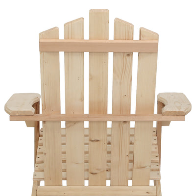 Gardeon 3PC Adirondack Outdoor Table and Chairs Wooden Beach Chair Natural