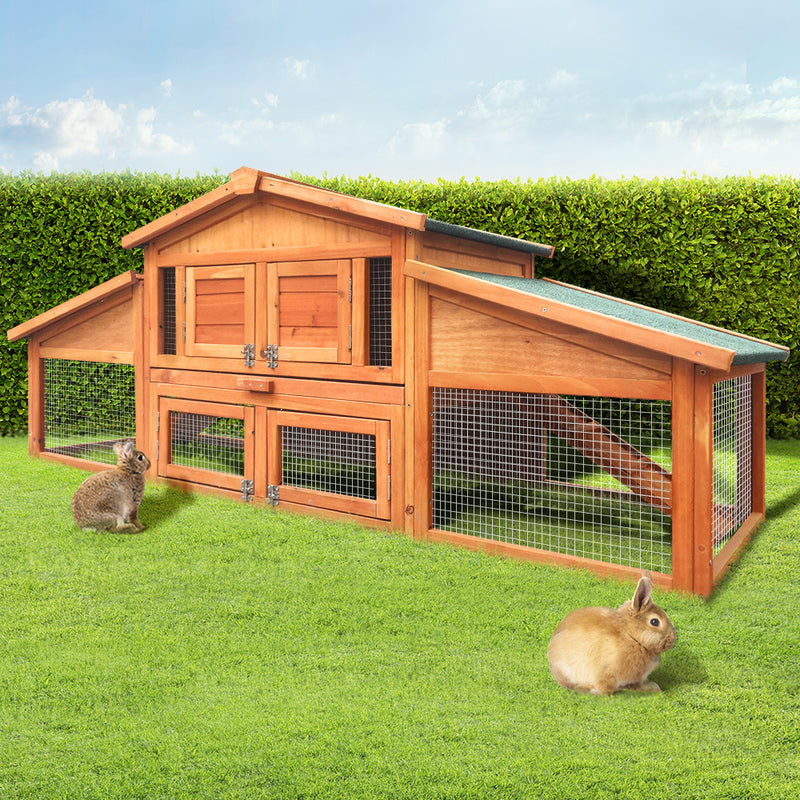 i.Pet Chicken Coop Rabbit Hutch 169cm x 52cm x 72cm Large Chicken Coop Wooden House Run Cage