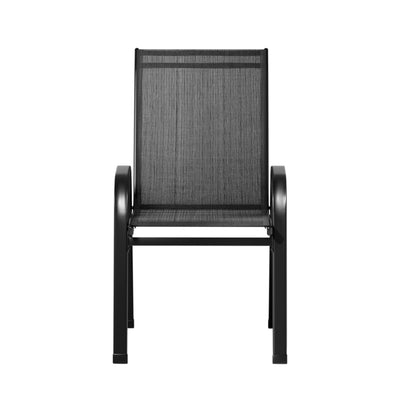 Gardeon 2PC Outdoor Dining Chairs Stackable Lounge Chair Patio Furniture Black