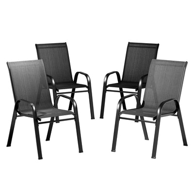 Gardeon 4X Outdoor Stackable Chairs Lounge Chair Bistro Set Patio Furniture