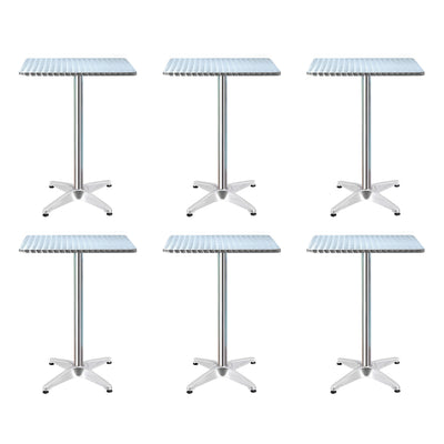 Gardeon 6pcs Outdoor Bar Table Furniture Adjustable Aluminium Square Cafe Table