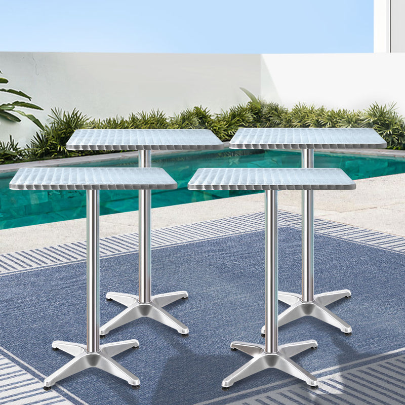 Gardeon 6pcs Outdoor Bar Table Furniture Adjustable Aluminium Square Cafe Table