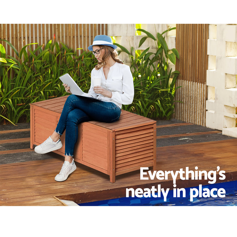 Gardeon Outdoor Storage Bench Box 210L Wooden Patio Furniture Garden Chair Seat