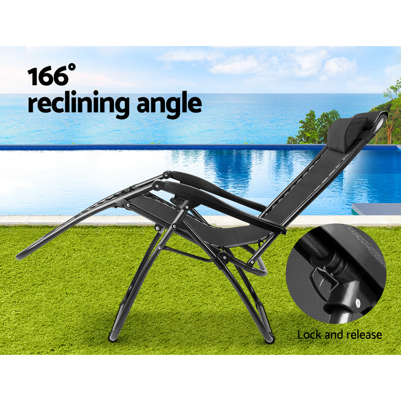 Gardeon Sun Lounge Zero Gravity Chair Table Outdoor Folding Recliner Reclining